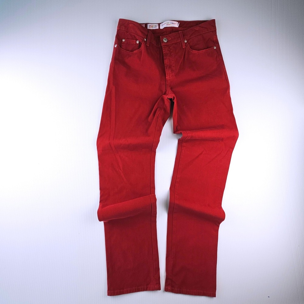 Fabrizio Gianni Red Stretch Jeans Womens Straight Leg Made in USA Red Denim